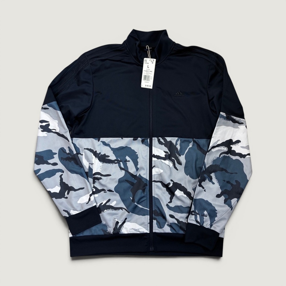 Adidas Camo Track Jacket Womens Large Navy Blue NEW Camouflage Full Zip